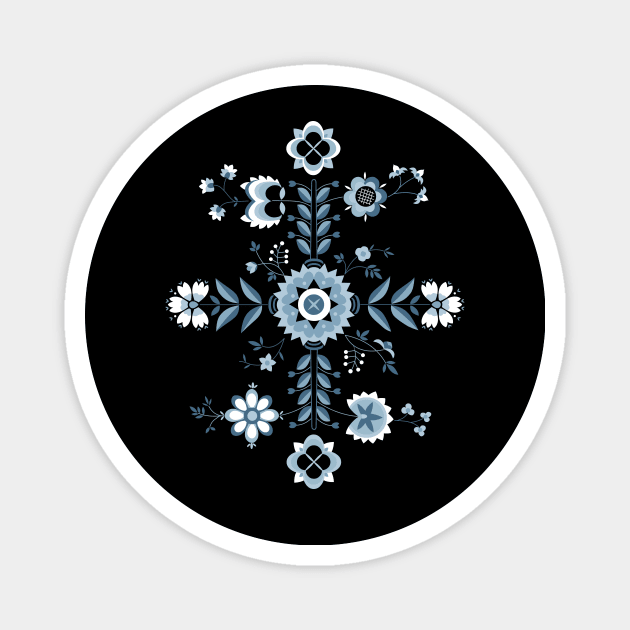 Flower pattern inspired by Swedish folk art Magnet by Hayh0